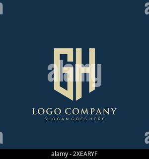 Conception de logo de type bouclier GH. Illustration de Vecteur