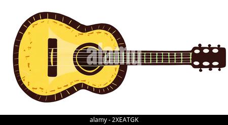 Illustration, icône de guitare classique jaune isolé sur fond blanc. Banque D'Images
