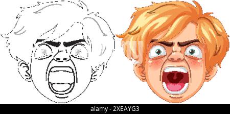 Art vectoriel d'un garçon exprimant la colère Illustration de Vecteur