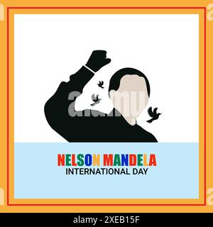 Illustration vectorielle avec des mains montrant la force, l'unité et la puissance pour le concept international Happy Nelson Mandela Day, CIRCA MOIS ANNÉE: Illustration de Vecteur