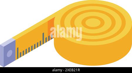 Ruban à mesurer jaune montrant des centimètres dans la vue isométrique Illustration de Vecteur