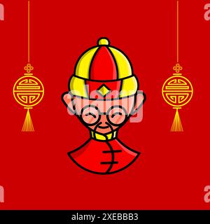 Illustration vectorielle de l'homme chinois traditionnel - célébration du patrimoine culturel Illustration de Vecteur