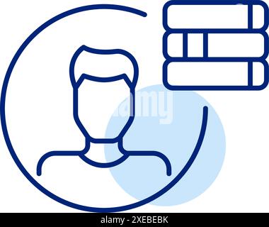 Membre de la bibliothèque électronique. Avatar utilisateur masculin. Appartenance ou identité d'utilisateur au sein d'une bibliothèque en ligne. Expérience personnalisée. Icône vectorielle Illustration de Vecteur
