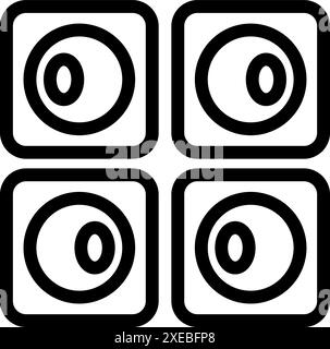 Quatre caméras de sécurité carrées enregistrent des séquences vidéo pour plus de sécurité et de protection Illustration de Vecteur