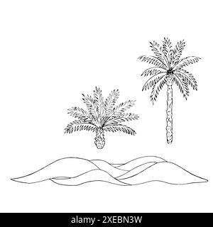 Palmiers et dunes de sable ensemble paysage Illustration de Vecteur