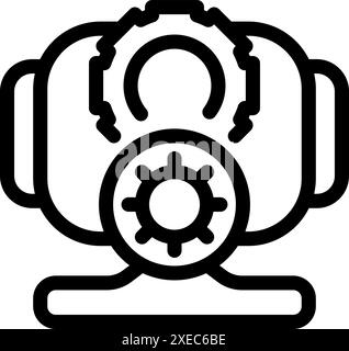 Style d'icône de ligne d'une caméra Web montrant une configuration d'engrenage de réglage Illustration de Vecteur