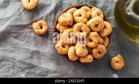 Taralli ou tarallini, espace de copie, pose à plat Banque D'Images