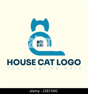 Modèle de conception de logo House Cat Illustration de Vecteur