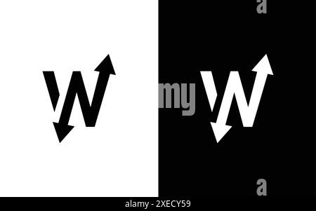 Lettre initiale professionnelle minimaliste W N flèche haut bas logo modèle de vecteur de conception Illustration de Vecteur