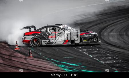 Oschersleben, Allemagne, 31 août 2019: Nicolas Maunoir pilotant la Nissan Silvia S15 pendant la dérive des rois Europe Round 6 Allemagne Banque D'Images