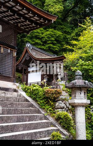 Un aperçu de la salle principale ('honden') d'Ujigami Jinja, un sanctuaire shinto inscrit au patrimoine mondial de l'UNESCO dans la ville d'Uji, préfecture de Kyoto, Japon Banque D'Images