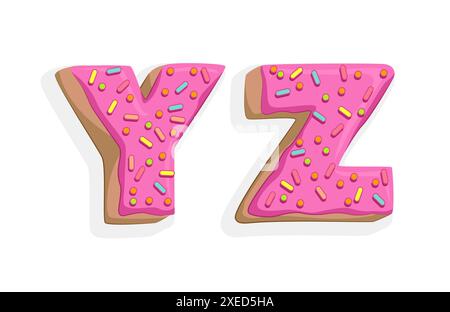 Police donut. Lettres de bonbons. Illustration de Vecteur