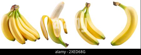 Ensemble avec de délicieuses bananes mûres sur fond blanc Banque D'Images