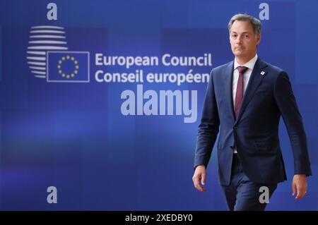 Bruxelles, Belgique. 27 juin 2024. Le premier ministre Alexander de Croo photographié lors de la première journée du sommet du conseil européen, jeudi 27 juin 2024 à Bruxelles. BELGA PHOTO BENOIT DOPPAGNE crédit : Belga News Agency/Alamy Live News Banque D'Images