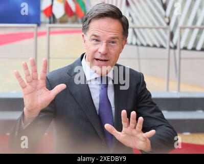 Bruxelles, Belgique. 27 juin 2024. Le premier ministre des pays-Bas Mark Rutte photographié lors de la première journée du sommet du conseil européen, jeudi 27 juin 2024 à Bruxelles. BELGA PHOTO BENOIT DOPPAGNE crédit : Belga News Agency/Alamy Live News Banque D'Images