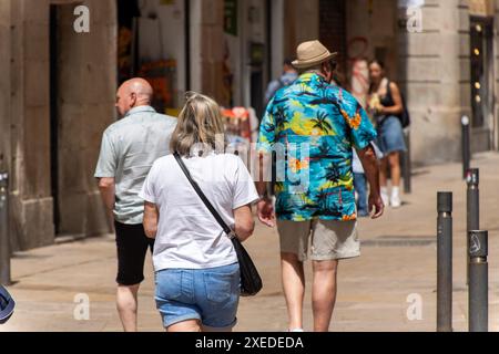 Barcelone, Espagne. 27 juin 2024. Le conseil municipal de Barcelone veut éliminer tous les appartements touristiques à Barcelone avant 2028, une mesure qui, selon les syndicats du logement, arrive trop tard. El Ayuntamiento de Barcelona quiere Eliminar antes de 2028 todos los pisos Turísticos de Barcelona, medida que los sindicatos de vivienda dicen que llega tarde. Actualités politique -Barcelone, Espagne jeudi 27 2024 juin (photo par Eric Renom/LaPresse) crédit : LaPresse/Alamy Live News Banque D'Images