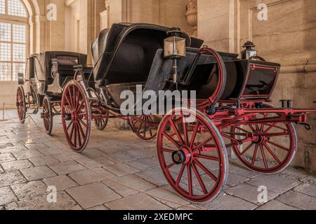 Calèche royale à l'intérieur du Palais Royal d'Aranjuez. Communauté de Madrid, Espagne une des résidences de campagne des Rois d'Espagne. La communauté de Madrid Banque D'Images