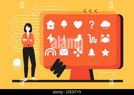 Symboles pour la communication - icônes de style de conception plat illustration Illustration de Vecteur