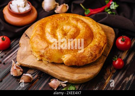 Tarte traditionnelle au fromage grec maison Banque D'Images