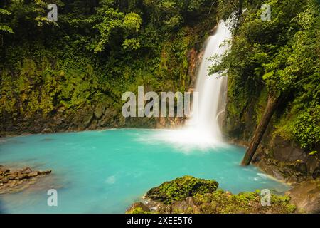 Cascade bleue Rio Celeste dans le parc national de Tenorio au Costa Rica Banque D'Images