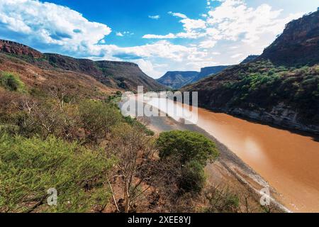 Canyon et rivière Blue Nile, région d'Amhara. Paysage sauvage de l'Éthiopie, Afrique Banque D'Images