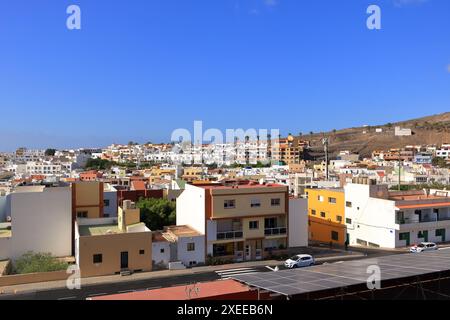 Morro Jable ville, située au sud de l'île de Fuerteventura par l'océan Atlantique d'en haut, Espagne Banque D'Images