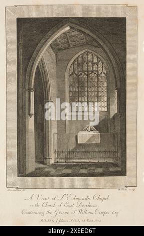 Vue de la chapelle d'Edmund dans l'église d'East Dereham, contenant la tombe de William Cowper Esquire, 1804. William Blake (Britannique, 1757 Banque D'Images