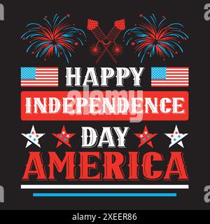 4 juillet T-shirt Design concept American Independence Day Illustration de Vecteur