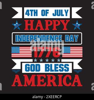 4 juillet T-shirt Design concept American Independence Day Illustration de Vecteur