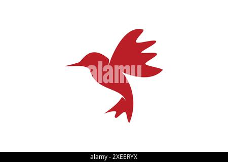 Conception de logo vecteur colibris rouge. Motif colibri rouge. Logo colibri abstrait. Conception d'illustration d'un colibri volant en silhouette. Illustration de Vecteur