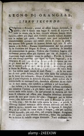 Mappamondo Istorico. Volume VIII. Empire moghol. Règne d'Aurangzeb (Muhi al-DIN Muhammad) (1618-1707). Règne sous le nom d'Alamgir I de 1658 à 1707. Réservez deux. Par le Père Antonio Foresti (1625-1692), de la Compagnie de Jésus. Venise, 1733. Banque D'Images