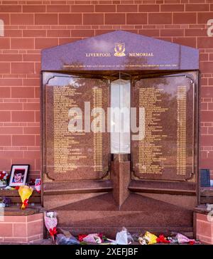 Mémorial du Liverpool FC aux 97 supporters morts à Hillsborough lors de la demi-finale de la FA Cup contre Nottingham Forest le 15 avril 1989. Banque D'Images