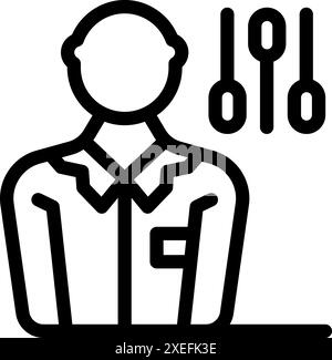 Icône de ligne d'un technicien du son ajustant les niveaux sur une console de mixage de studio Illustration de Vecteur