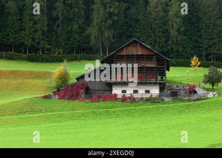 Ferme de montagne à Ortisei dans le Val Gardena, Italie Banque D'Images