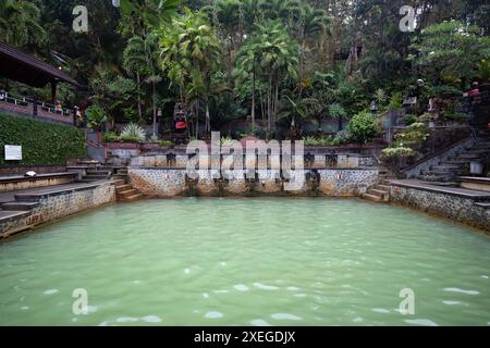 Sources chaudes, bain thermal dans la jungle tropicale. Piscine sulfureuse rituelle pour la baignade. Banjar, Bali Banque D'Images