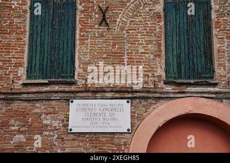 Lieu de naissance du pape Clément XIV (1705-1774) à Santarcangelo, Italie Banque D'Images