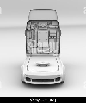 Rendu en argile du semi-camion à pile à combustible à hydrogène. Conception générique. Image de rendu 3D. Banque D'Images