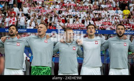 BERLIN, ALLEMAGNE - 21 JUIN : Bartosz Bereszynski, Lukasz Skorupski, Kamil Grosicki, Taras Romanczuk, Sebastian Walukiewicz de Pologne lors de l'UEFA EUR Banque D'Images