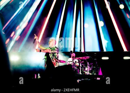 Rome, stade Olympique Max Pezzali le stade Olympique de Rome est prêt et a accueilli « MAX FOREVER (Hits Only) », la première visite du stade de Max Pezzali. Sur la photo : Max Pezzali Banque D'Images
