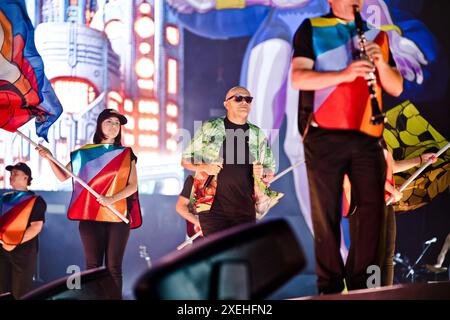 Rome, stade Olympique Max Pezzali le stade Olympique de Rome est prêt et a accueilli « MAX FOREVER (Hits Only) », la première visite du stade de Max Pezzali. Sur la photo : Max Pezzali Banque D'Images