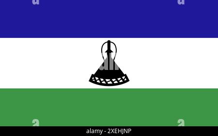 LESOTHO Flag, couleur officielle, drapeau national, symbole de nation, gouvernement, vecteur de drapeau, illustration de drapeau, drapeau isolé Illustration de Vecteur