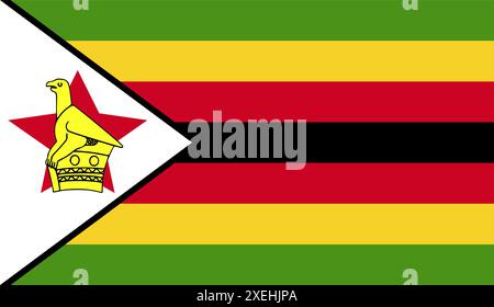 ZIMBABWE Flag, couleur officielle, drapeau national, symbole de nation, gouvernement, vecteur de drapeau, illustration de drapeau, drapeau isolé Illustration de Vecteur