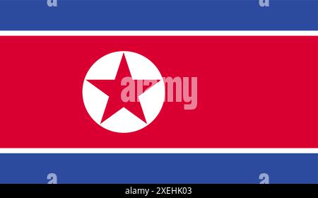 KOREA NORTH Flag, couleur officielle, drapeau national, symbole de nation, gouvernement, vecteur de drapeau, illustration de drapeau, drapeau isolé Illustration de Vecteur