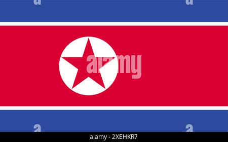 Illustration vectorielle KOREA NORTH Flag, couleur officielle, drapeau national, symbole de nation, gouvernement, vecteur, illustration, drapeau isolé Illustration de Vecteur