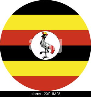 UGANDA Flag in circle illustration vectorielle, couleur officielle, drapeau national, symbole de nation, gouvernement, vecteur, illustration, drapeau isolé Illustration de Vecteur