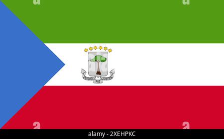 EQUATORIAL GUINEA Flag illustration vectorielle, couleur officielle, drapeau national, symbole de nation, gouvernement, vecteur, illustration, drapeau isolé Illustration de Vecteur