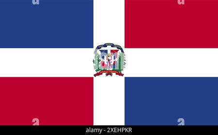 DOMINICAN REPUBLIC Flag illustration vectorielle, couleur officielle, drapeau national, symbole de nation, gouvernement, vecteur, illustration, drapeau isolé Illustration de Vecteur