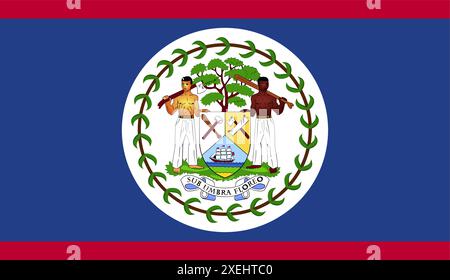 BELIZE Flag illustration vectorielle, couleur officielle, drapeau national, symbole de nation, gouvernement, vecteur, illustration, drapeau isolé Illustration de Vecteur