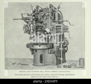 FRAISE À ALÉSER ET À TOURNER AVEC ADAPTATION DE TOURELLE. De l'article LA RÉVOLUTION DANS LA PRATIQUE DE L'ATELIER D'USINAGE. Par Henry Roland. PARTIE III APPLICATION DE LA TOURELLE AU TRAVAIL GÉNÉRAL EN ATELIER D'USINAGE. Tiré de l'Engineering Magazine consacré au progrès industriel volume XVIII 1899-1900 The Engineering Magazine Co Banque D'Images