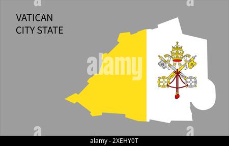 Carte du drapeau de l'État de la Cité du Vatican, couleur officielle avec la proportion, illustration entièrement éditable, vecteur, drapeau, gouvernement, drapeau national, patriotisme Illustration de Vecteur